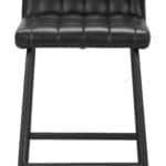 Black Vinyl Tufted Counter Stool with Steel Frame (Set of 2)