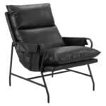 Contemporary Black Vinyl Accent Chair with Steel Frame and Armrests 11 Contemporary Black Vinyl Accent Chair with Steel Frame and Armrests
