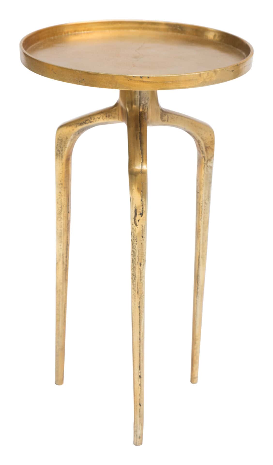 Round Antique Gold Accent Tables with Rimmed Top (Set of 2) 5 Round Antique Gold Accent Tables with Rimmed Top (Set of 2) - Image 5