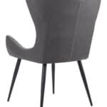 Vintage Gray Faux Leather Dining Chairs with Steel Base (Set of 2)