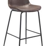 Mid-Century Modern Faux Leather Barstool with Black Steel Frame 12 Mid-Century Modern Faux Leather Barstool with Black Steel Frame