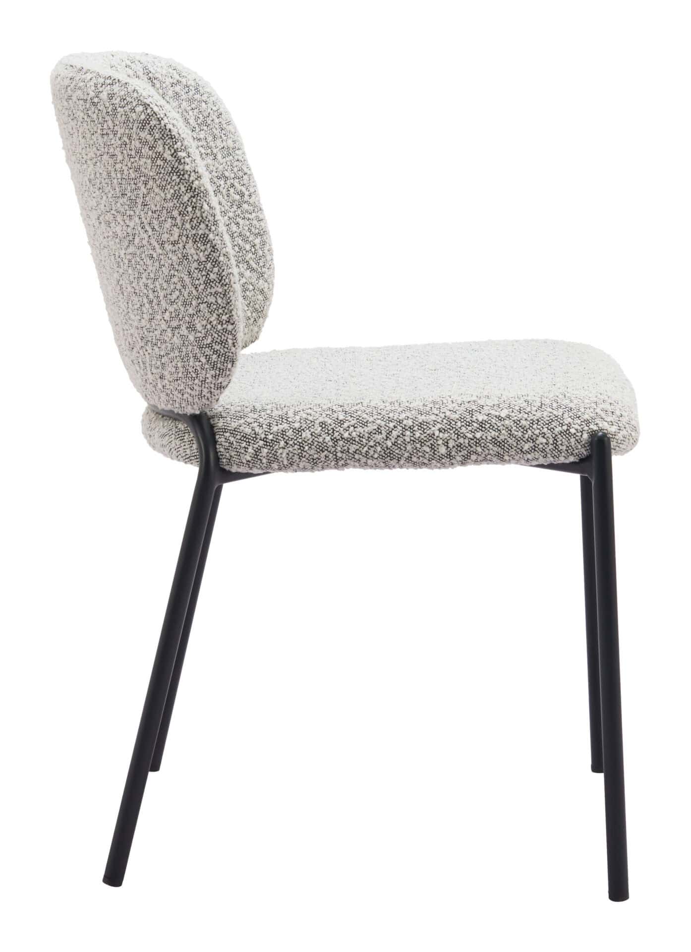 Gray Shearling Seat Dining Chair with Steel Legs (Set of 2) 2 Gray Shearling Seat Dining Chair with Steel Legs (Set of 2) - Image 2