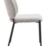 Gray Shearling Seat Dining Chair with Steel Legs (Set of 2)