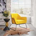 Yellow Velvet Accent Chair with Powder Coated Steel Legs 11 Yellow Velvet Accent Chair with Powder Coated Steel Legs