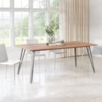 Walnut Laminate Rectangular Dining Table with Black Steel Legs 10 Walnut Laminate Rectangular Dining Table with Black Steel Legs