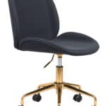 Glam Black Faux Leather Office Chair with Gold Steel Frame