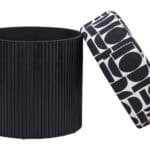 Black and White Storage Ottoman with Hidden Compartment and Wooden Legs