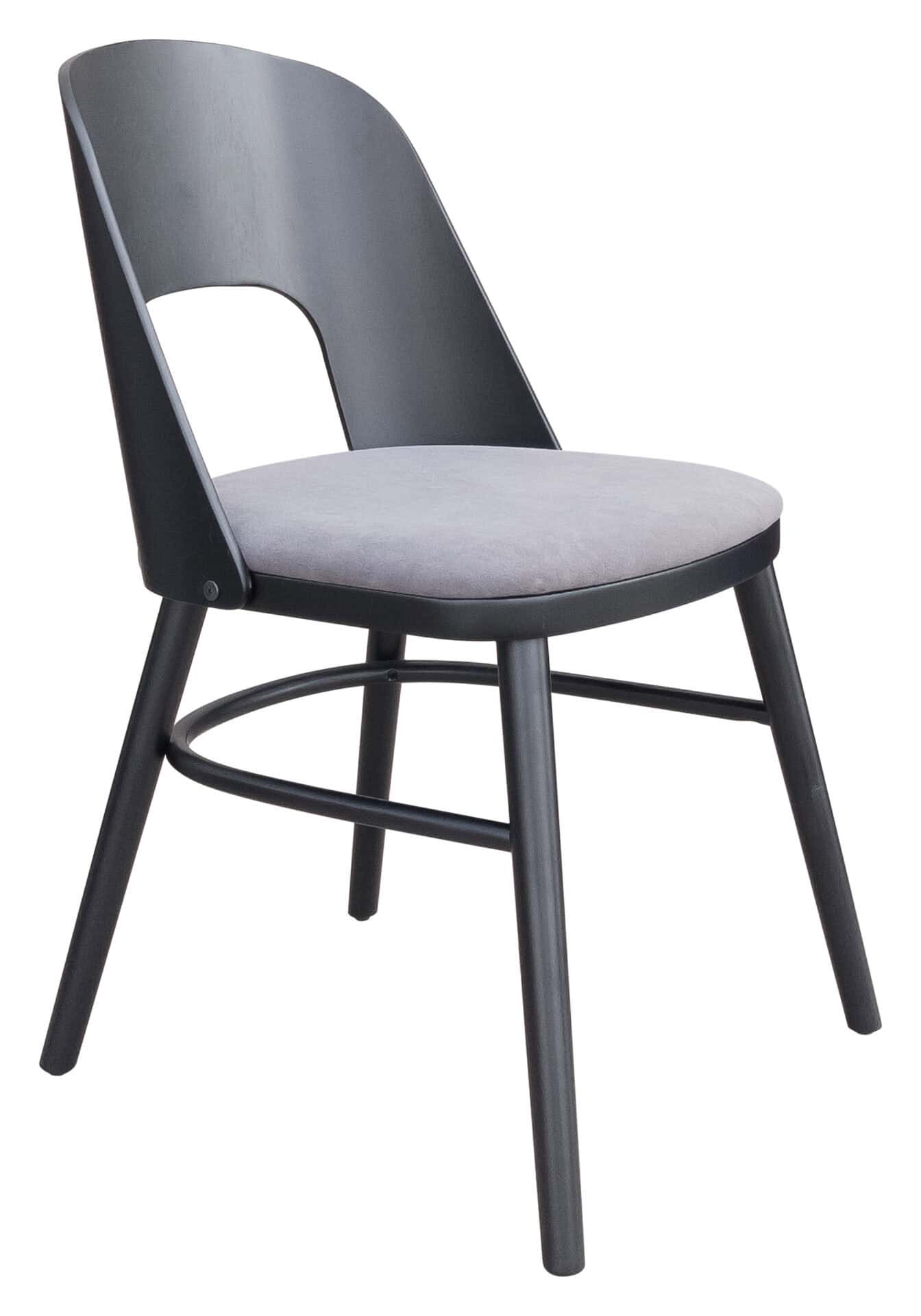 Gray & Black Mid-Century Modern Dining Chairs with Rubberwood Frame (Set of 2) 3 Gray & Black Mid-Century Modern Dining Chairs with Rubberwood Frame (Set of 2) - Image 3