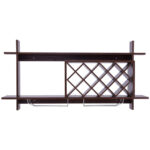 Wall Mounted Wine Rack with Glass Storage Shelf Walnut 14 Wall Mounted Wine Rack with Glass Storage Shelf Walnut