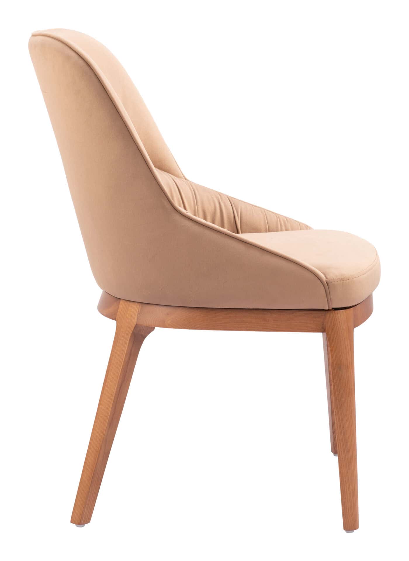 Tan Dining Chair with Wood Legs and Durable Fabric (Set of 2) 2 Tan Dining Chair with Wood Legs and Durable Fabric (Set of 2) - Image 2