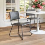 Modern Gray Faux Leather Dining Chairs with Steel Legs (Set of 2) 12 Modern Gray Faux Leather Dining Chairs with Steel Legs (Set of 2)