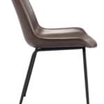 Mid-Century Modern Faux Leather Dining Chair with Steel Frame (Set of 2)