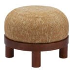 Yellow Ottoman with Solid Wood Frame and Rubberwood Legs