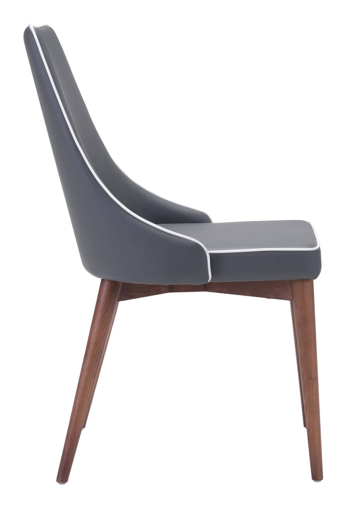 Slim Wing Back Dining Chairs in Dark Gray with Walnut Legs (Set of 2) 3 Slim Wing Back Dining Chairs in Dark Gray with Walnut Legs (Set of 2) - Image 3