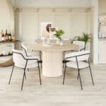 Cream Shearling-Style Dining Chair with Steel Legs (Set of 2)