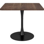 Square Modern Industrial Dining Table with Brown Finish, Seats 4