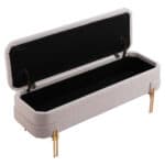 Oatmeal Beige Storage Bench with Hidden Compartment and Steel Legs 15 Oatmeal Beige Storage Bench with Hidden Compartment and Steel Legs
