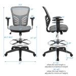Ergonomic Drafting Chair with Adjustable Armrests and Footrest