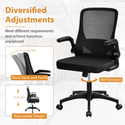 Ergonomic Swivel Mesh Office Chair with Foldable Backrest Black 7 Ergonomic Swivel Mesh Office Chair with Foldable Backrest Black - Image 7