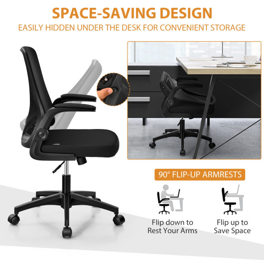 Ergonomic Swivel Mesh Office Chair with Foldable Backrest Black 6 Ergonomic Swivel Mesh Office Chair with Foldable Backrest Black - Image 6