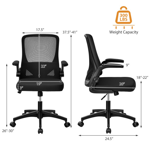 Ergonomic Swivel Mesh Office Chair with Foldable Backrest Black 5 Ergonomic Swivel Mesh Office Chair with Foldable Backrest Black - Image 5