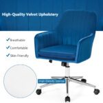 Velvet Swivel Office Armchair with Adjustable Height and Cushion