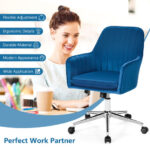 Velvet Swivel Office Armchair with Adjustable Height and Cushion