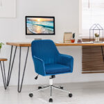 Velvet Swivel Office Armchair with Adjustable Height and Cushion
