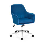 Velvet Swivel Office Armchair with Adjustable Height and Cushion
