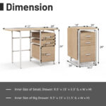 Folding Computer Desk with Drawers and Wheels for Home Office