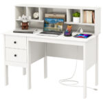 48 Inch Computer Desk with Hutch Drawers and Charging Station 18 48 Inch Computer Desk with Hutch Drawers and Charging Station