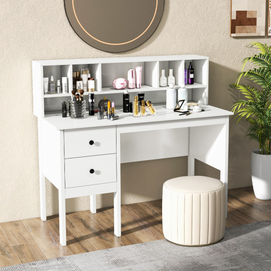 48 Inch Computer Desk with Hutch Drawers and Charging Station 6 48 Inch Computer Desk with Hutch Drawers and Charging Station - Image 6