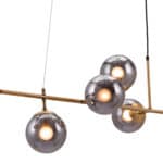 Gold-Plated Ceiling Lamp with Smoked Glass Shades 18 Gold-Plated Ceiling Lamp with Smoked Glass Shades