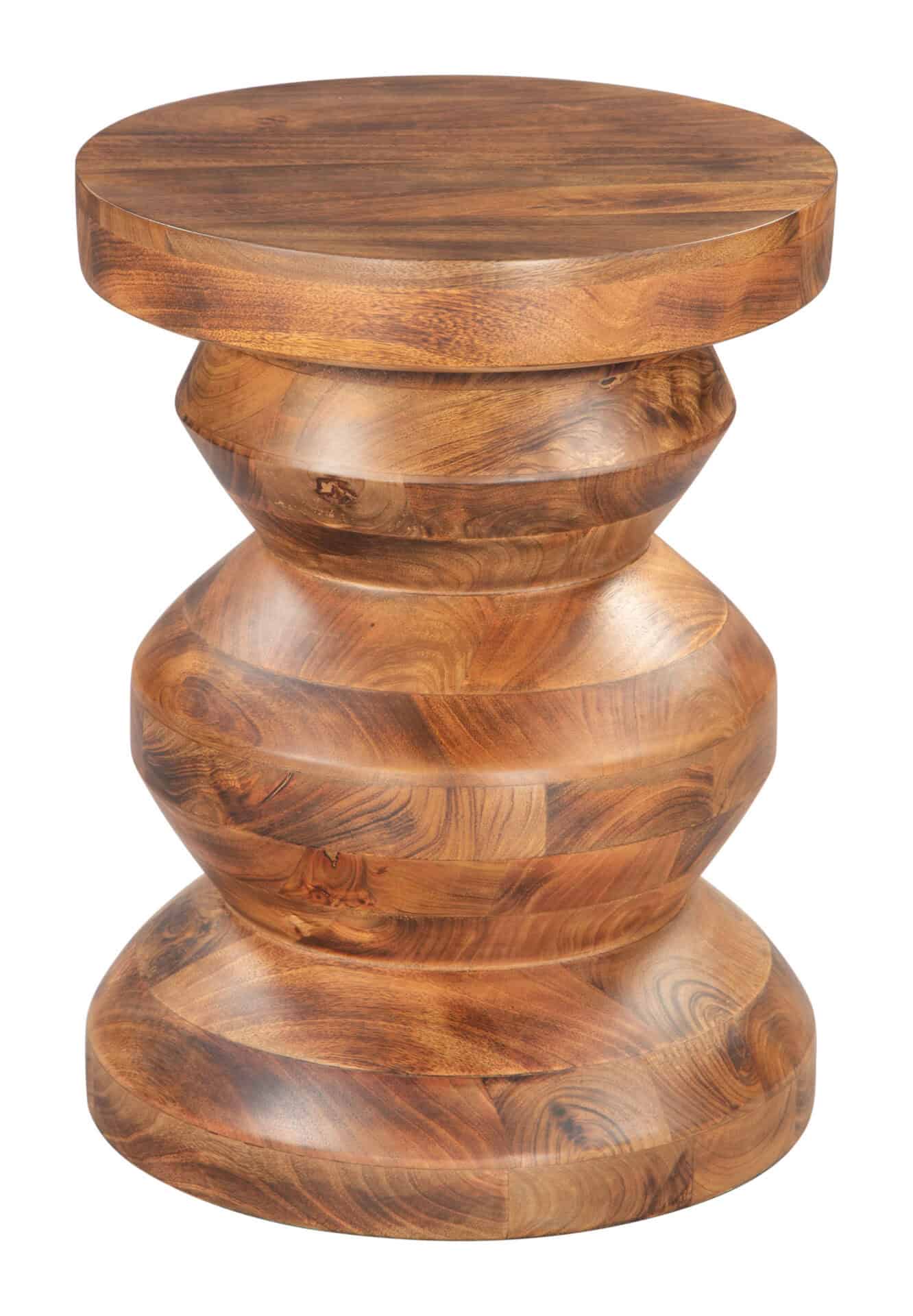Walnut Acacia Minimalist Round Side Table for Living Room 3 Walnut Acacia Minimalist Round Side Table for Living Room - Image 3