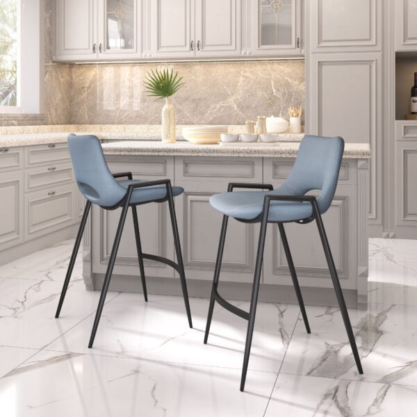 Mid-Century Modern Faux Leather Counter Stool with Armrest (Set of 2)