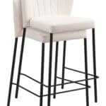 Cream Tufted Upholstery Counter Stool with Footrest (Set of 2) 15 Cream Tufted Upholstery Counter Stool with Footrest (Set of 2)