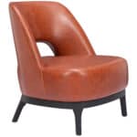 Brown Vinyl Accent Chair with Solid Wood Base and Rubber Feet 15 Brown Vinyl Accent Chair with Solid Wood Base and Rubber Feet