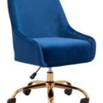 Navy Blue Velvet Office Chair with Gold Base and Adjustable Height 14 Navy Blue Velvet Office Chair with Gold Base and Adjustable Height