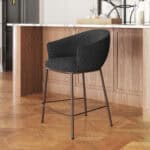 Black & Bronze Counter Stool with Teddy Fabric and Armrests
