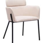 Beige Modern Dining Chair with Steel Frame and Vinyl Upholstery (Set of 2) 8 Beige Modern Dining Chair with Steel Frame and Vinyl Upholstery (Set of 2)