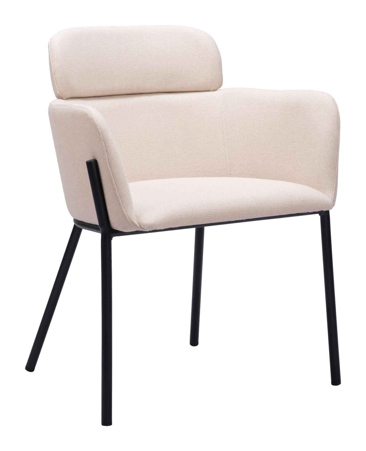Beige Modern Dining Chair with Steel Frame and Vinyl Upholstery (Set of 2) 1 Beige Modern Dining Chair with Steel Frame and Vinyl Upholstery (Set of 2)
