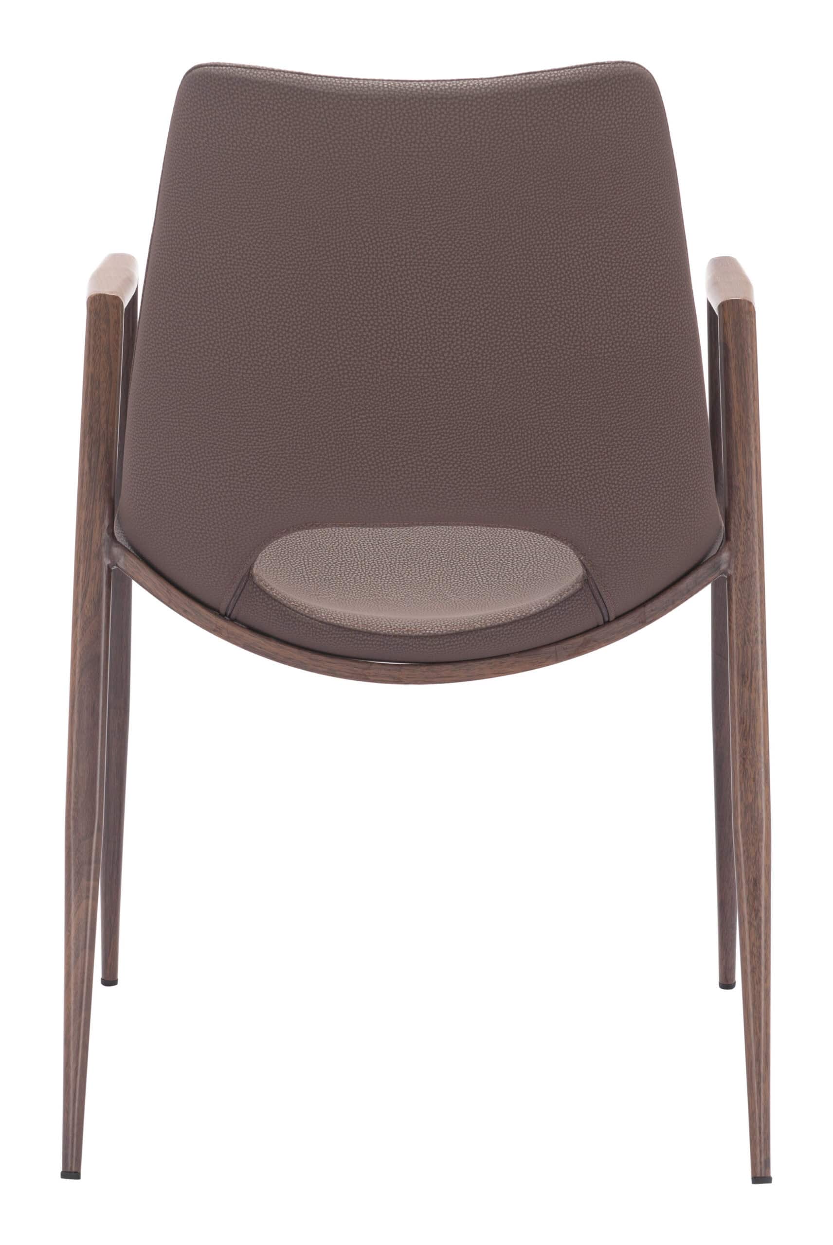 Mid-Century Modern Faux Leather Dining Chair Walnut Steel Legs (Set of 2)