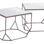 Bronze Glam Square Coffee Table Set with Rubber Feet Protection (Set of 2)