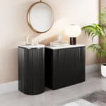 Modern White Marble Console Table with Black Wood Base (Set of 2) 8 Modern White Marble Console Table with Black Wood Base (Set of 2)