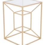 Gold Sculptural Base Side Table with Square Top
