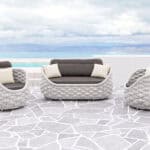 Gray Outdoor Loveseat with Aluminum Frame and Olefin Fabric