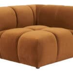 Brown Velvet Tufted Corner Chair with Plywood Frame and Armrests 10 Brown Velvet Tufted Corner Chair with Plywood Frame and Armrests
