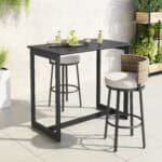 Modern Wave Black Aluminum Bar Table for Indoor or Outdoor Use