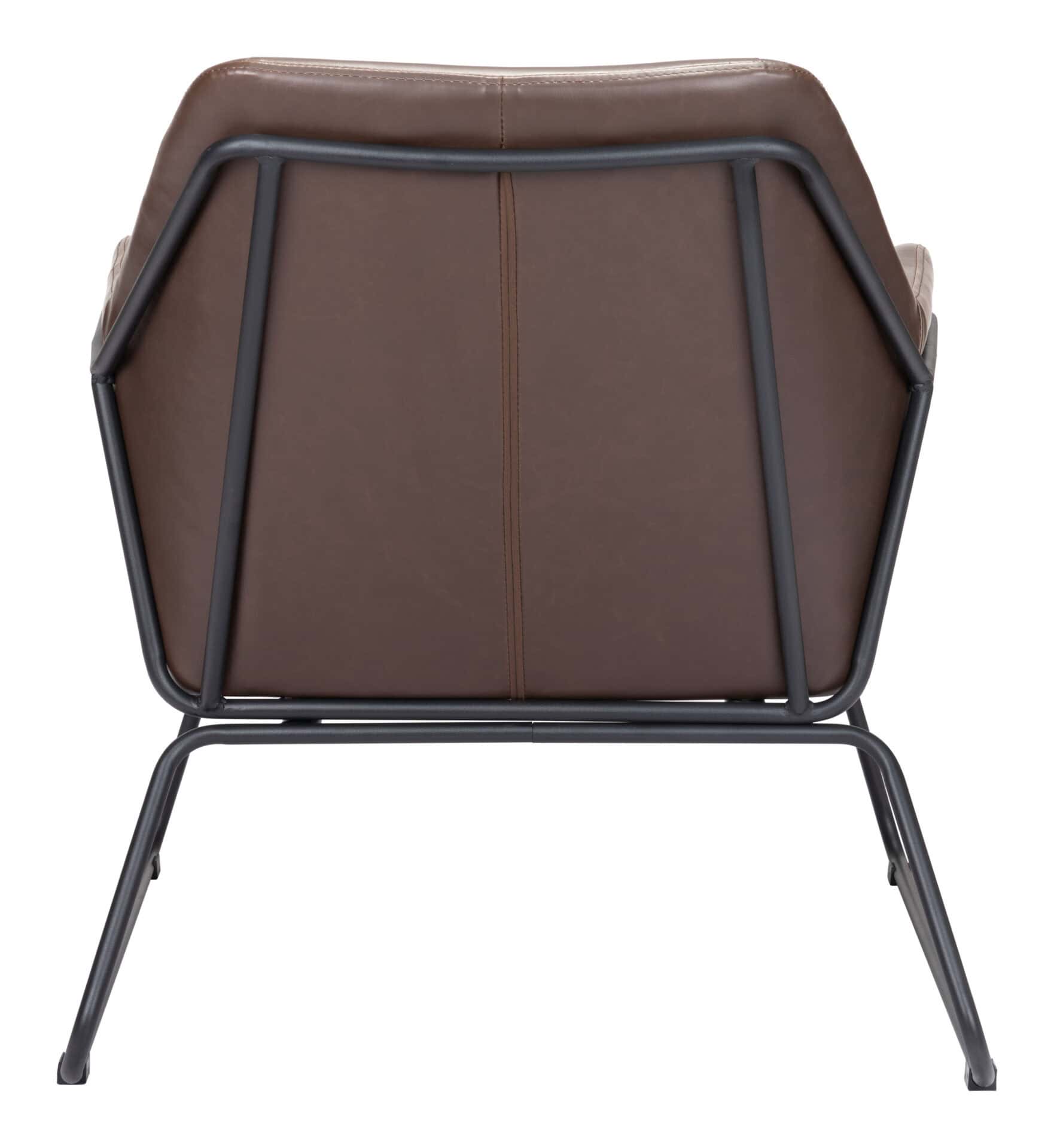 Modern Brown Faux Leather Accent Chair with Steel Base 5 Modern Brown Faux Leather Accent Chair with Steel Base - Image 5