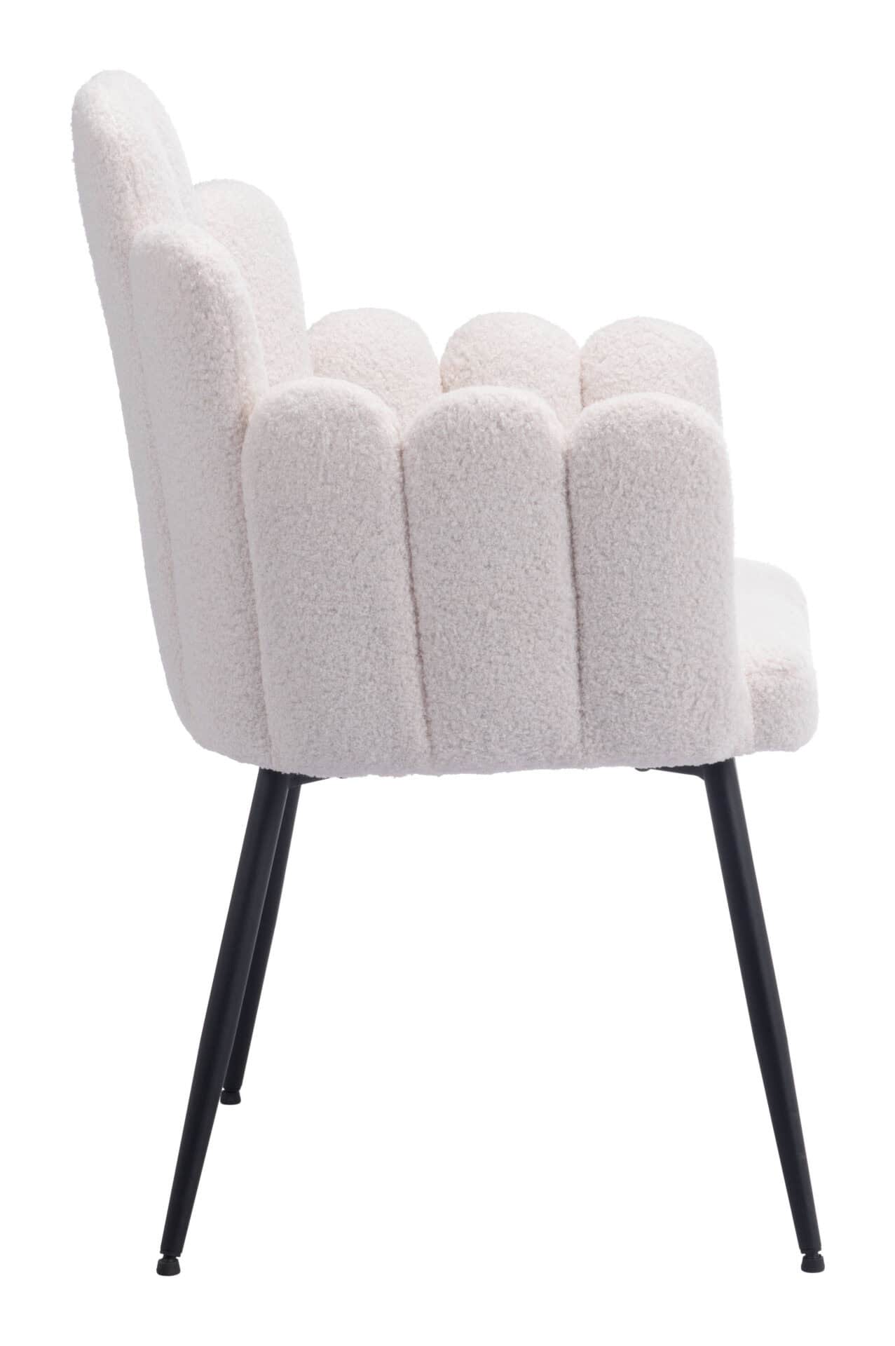 Ivory Shearling Style Dining Chair with Steel Frame (Set of 2) 4 Ivory Shearling Style Dining Chair with Steel Frame (Set of 2) - Image 4